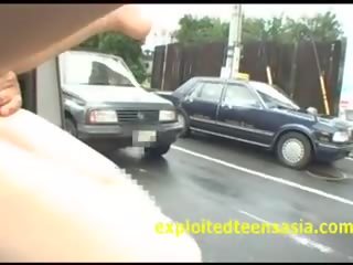 Japanese Public adult clip In Mini Van Traffic For All To See Pussy